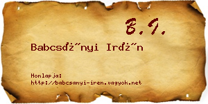 Babcsányi Irén névjegykártya